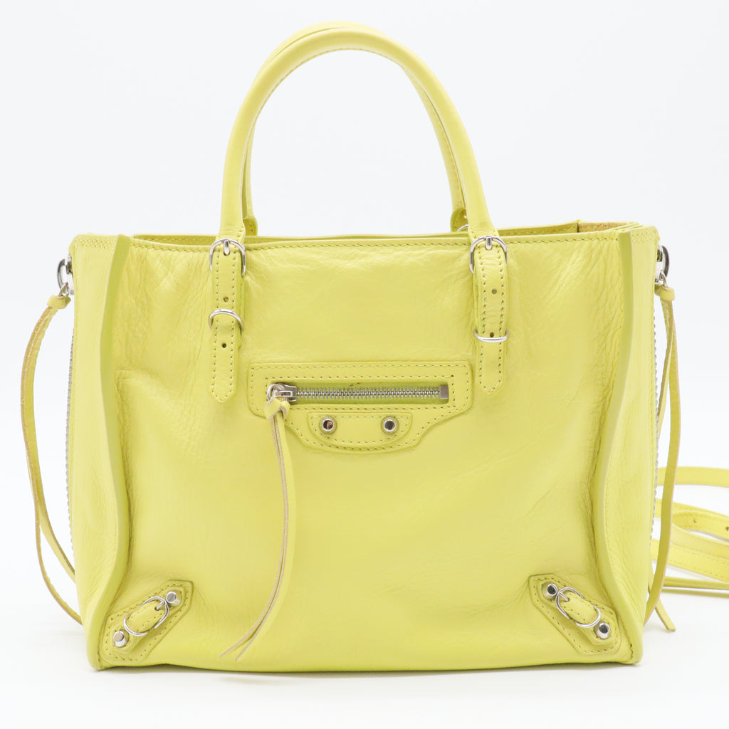 Jaune Poussin Leather Mini Papier A4 Magnet Tote Bag