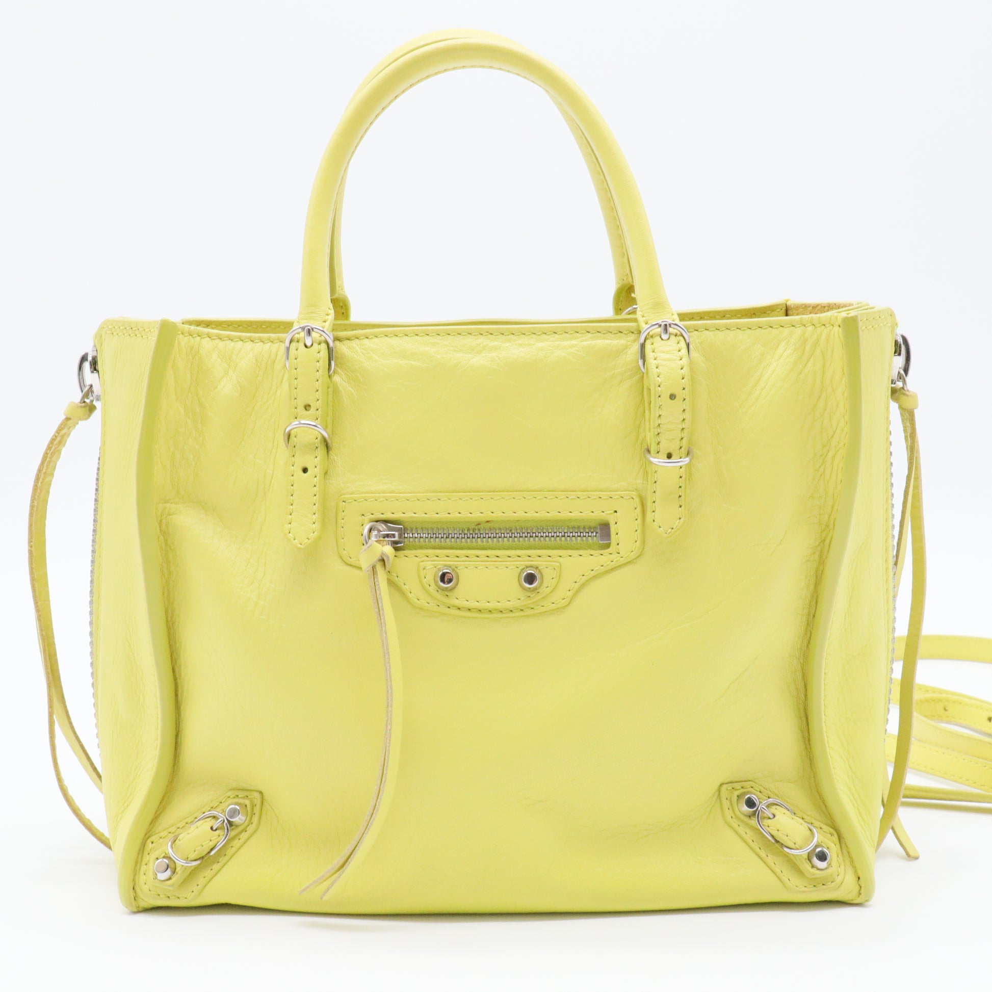 Jaune Poussin Leather Mini Papier A4 Magnet Tote Bag