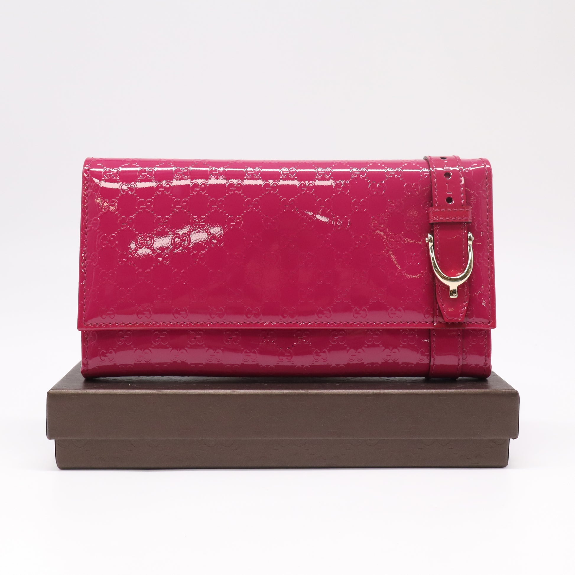 Gucci "Nice" Microguccissima Patent Leather Continental Wallet W22346