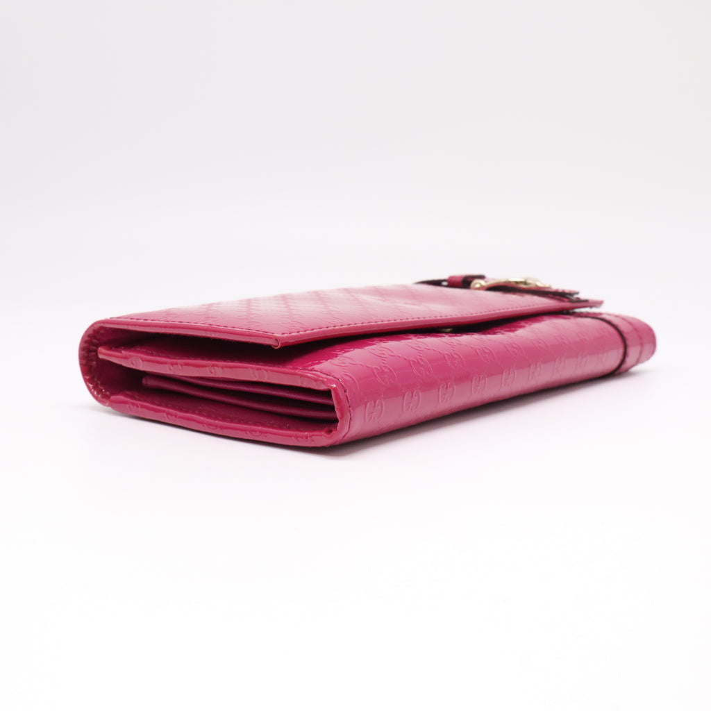 Gucci "Nice" Microguccissima Patent Leather Continental Wallet W22346