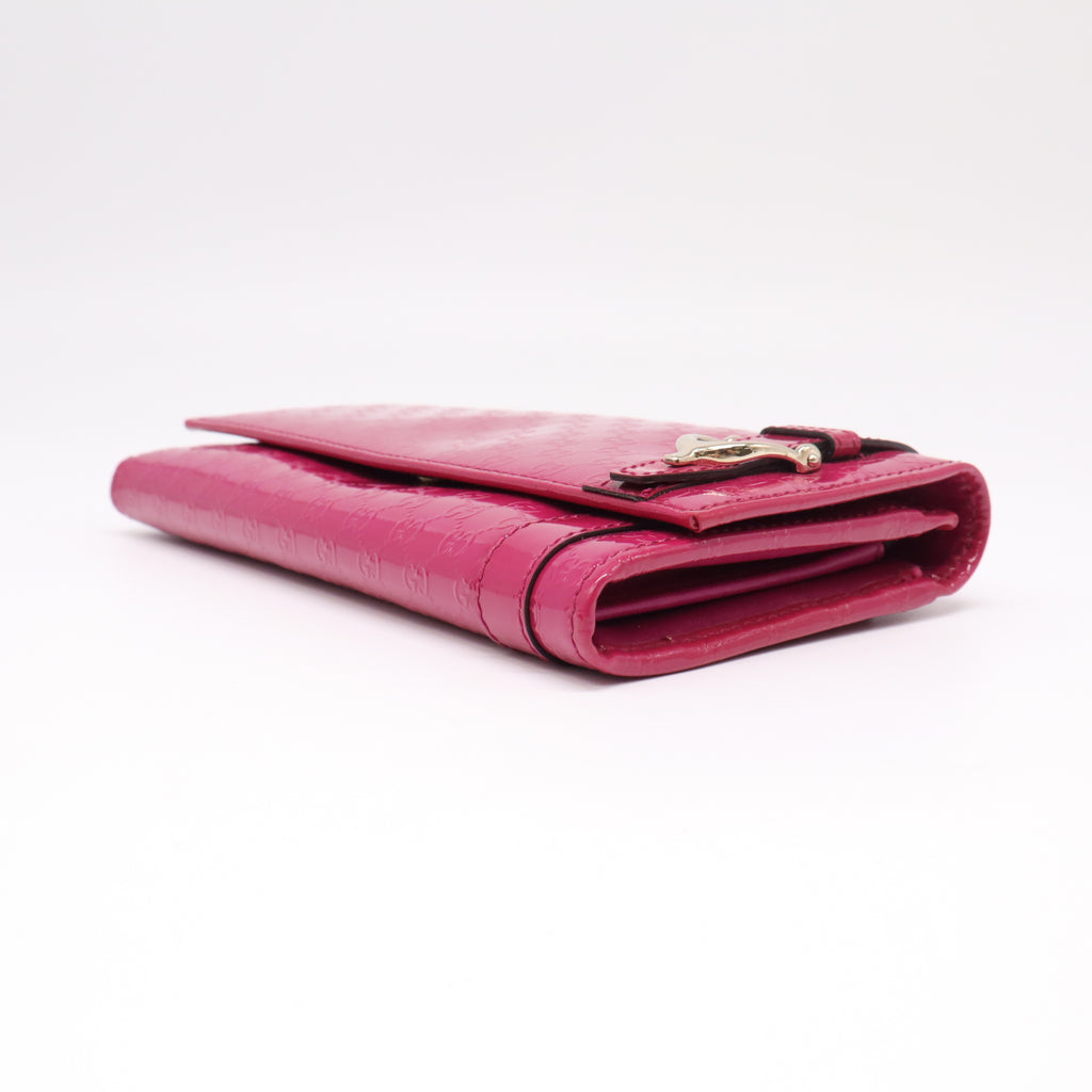 Gucci "Nice" Microguccissima Patent Leather Continental Wallet W22346