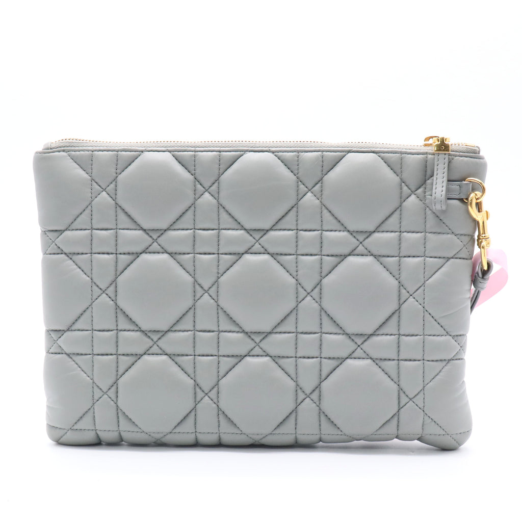 Supple Calfskin Cannage Large Caro Daily Pouch Cloud Blue twins