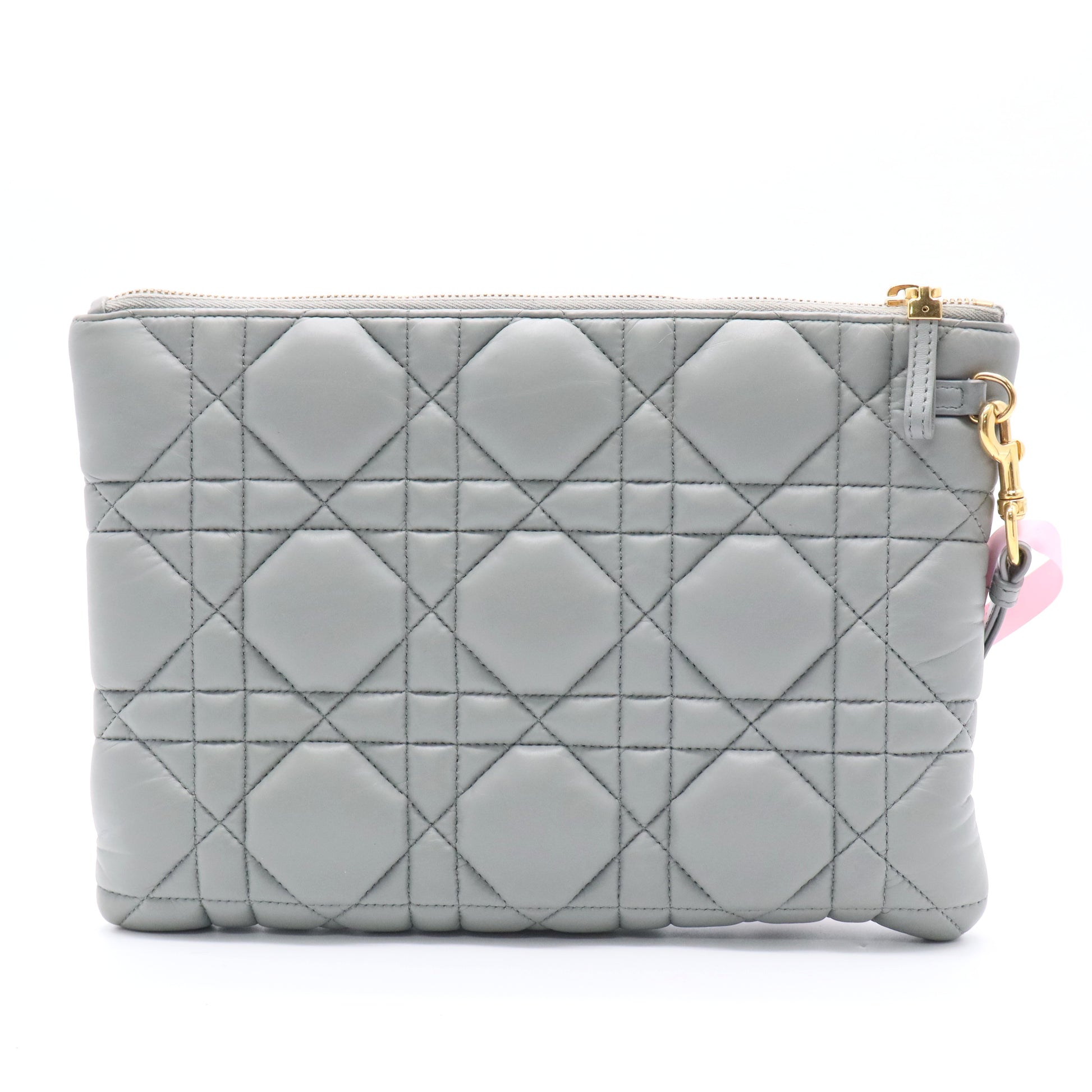 Supple Calfskin Cannage Large Caro Daily Pouch Cloud Blue twins