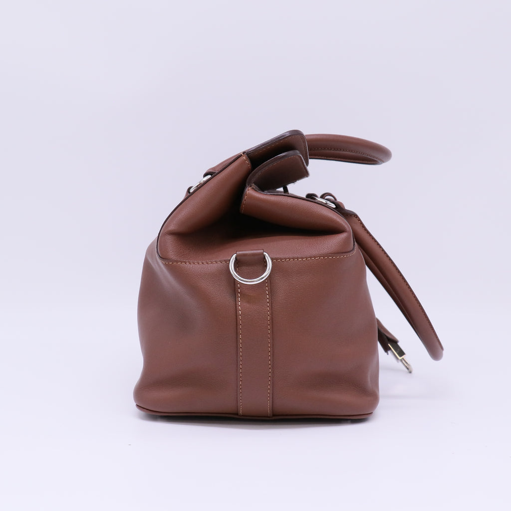 Hermes 26cm Argile Swift Leather Palladium Plated Toolbox Bag twins B22172