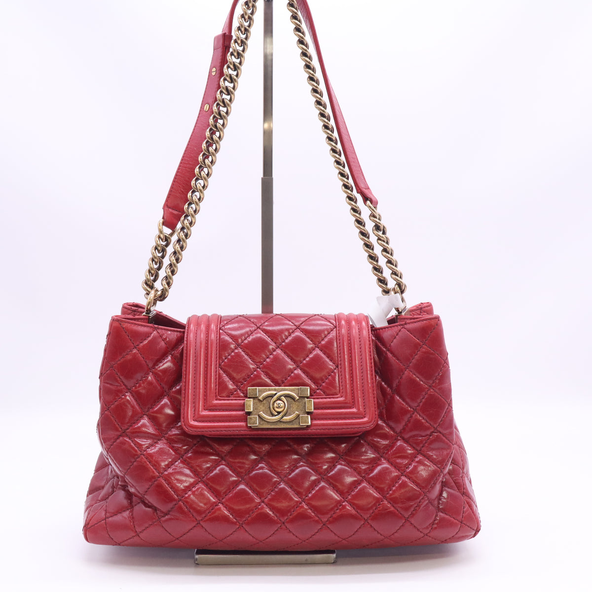 Chanel Quilted Boy Front Pocket Shopping Tote Bag B24310