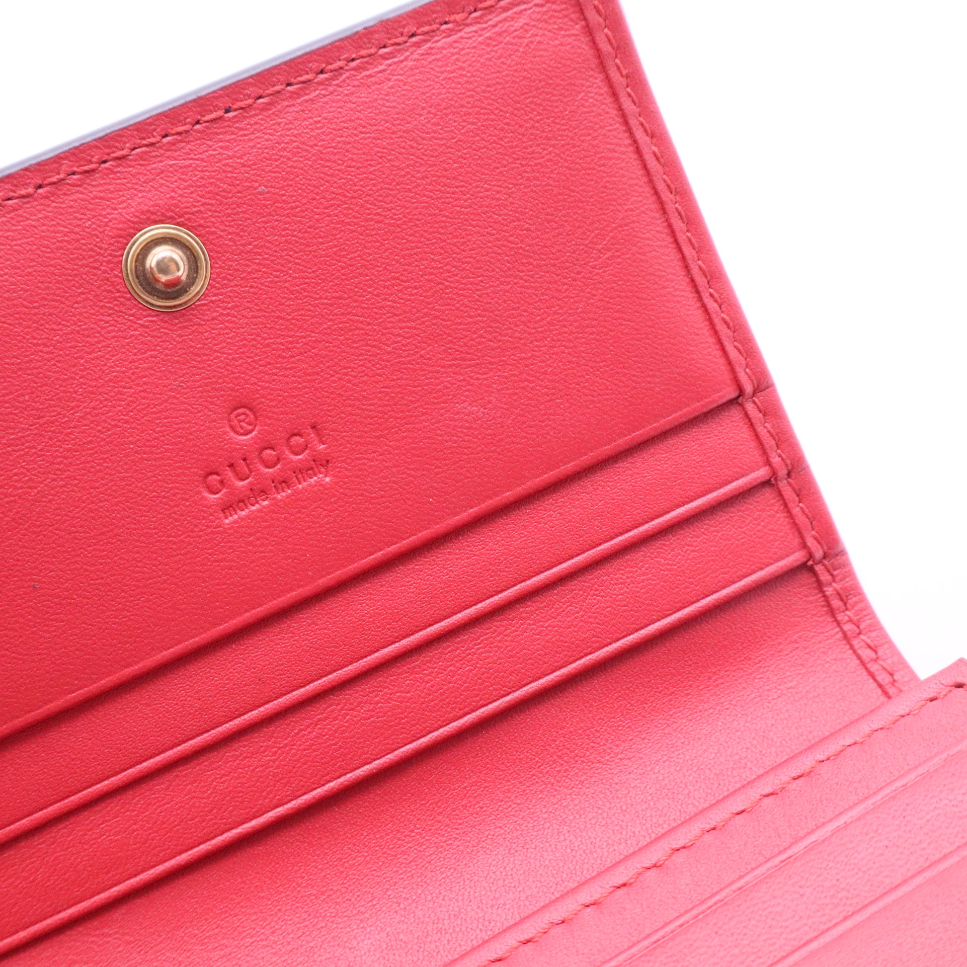 Calfskin Queen Margaret Card Case Wallet Blue Agata Hibiscus Red Mystic White