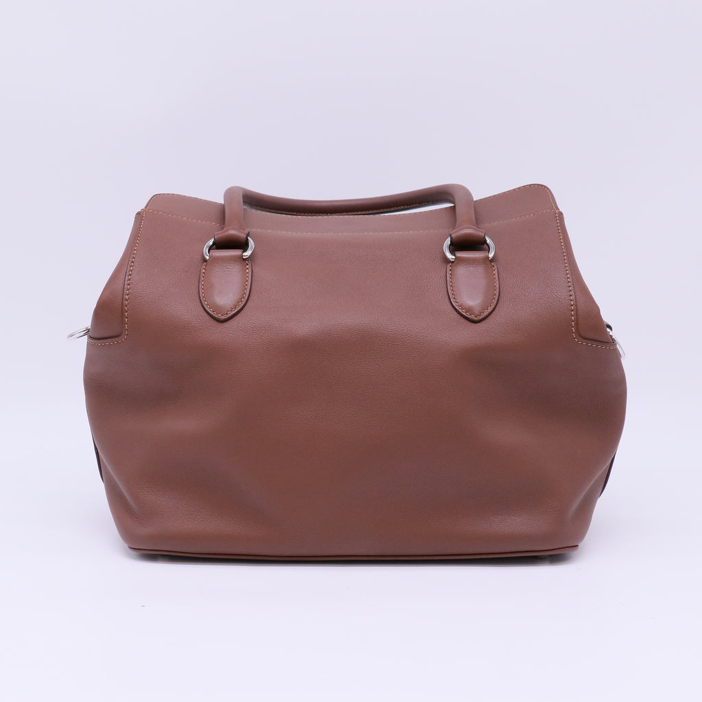 Hermes 26cm Argile Swift Leather Palladium Plated Toolbox Bag twins B22172