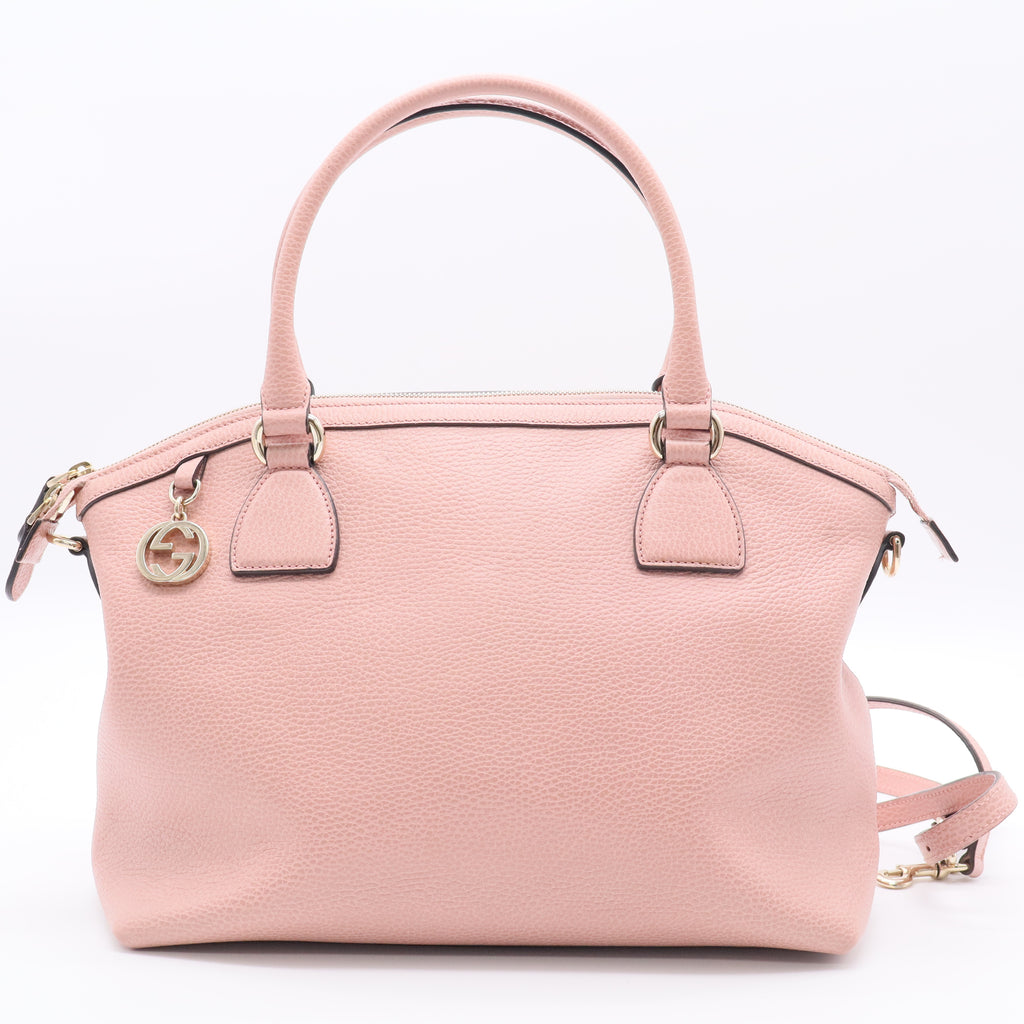 Pink Leather Large Dome Shoulder Bag w/o Strap Twins