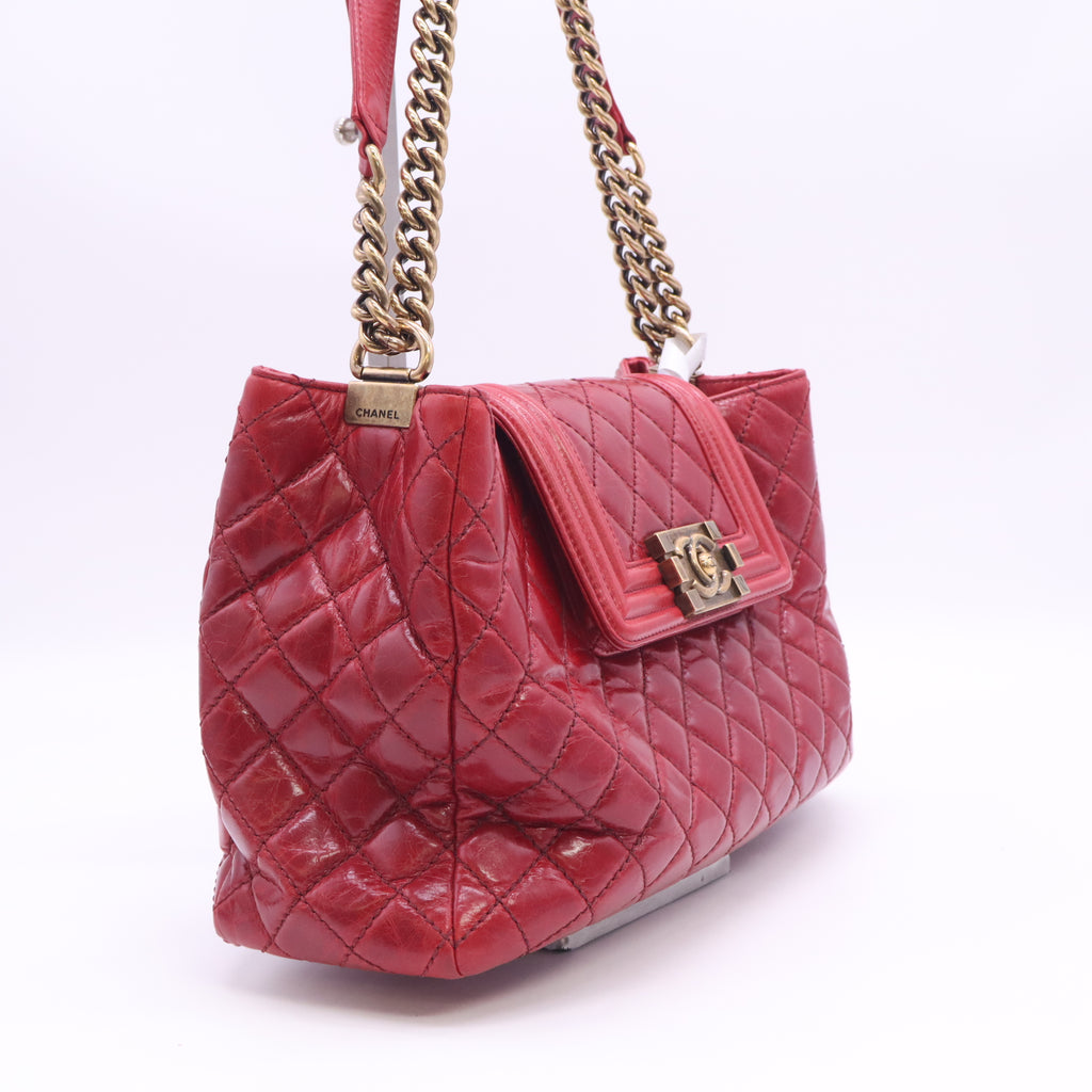 Chanel Quilted Boy Front Pocket Shopping Tote Bag B24310
