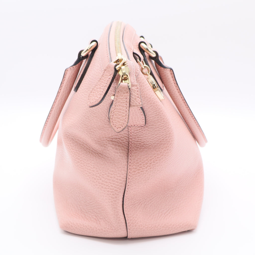 Pink Leather Large Dome Shoulder Bag w/o Strap Twins