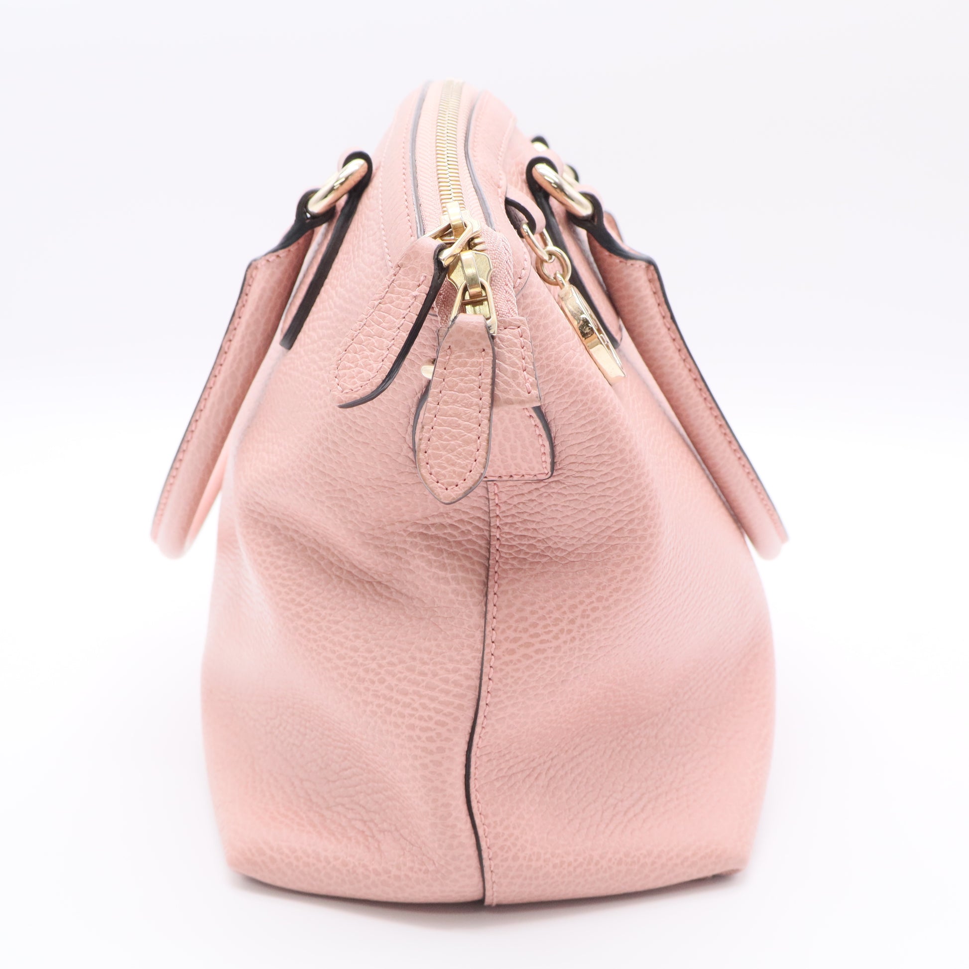 Pink Leather Large Dome Shoulder Bag w/o Strap Twins
