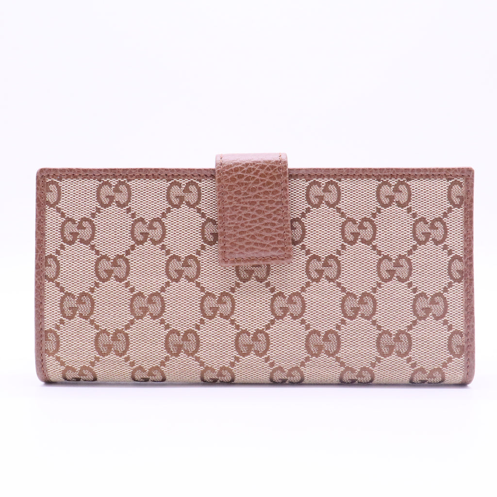Beige/Pink GG Canvas Continental Flap Wallet
