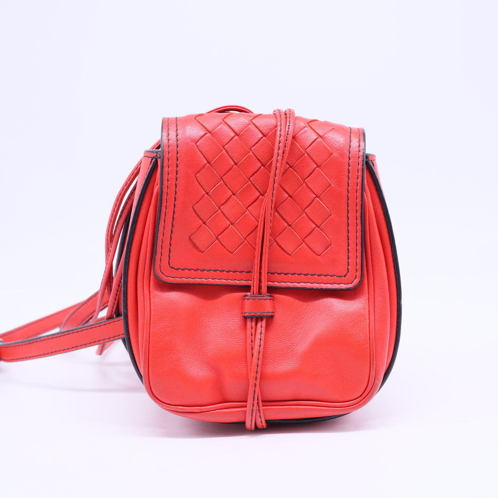 Red Nappa Intrecciato Double Sided Flap Crossbody B20395