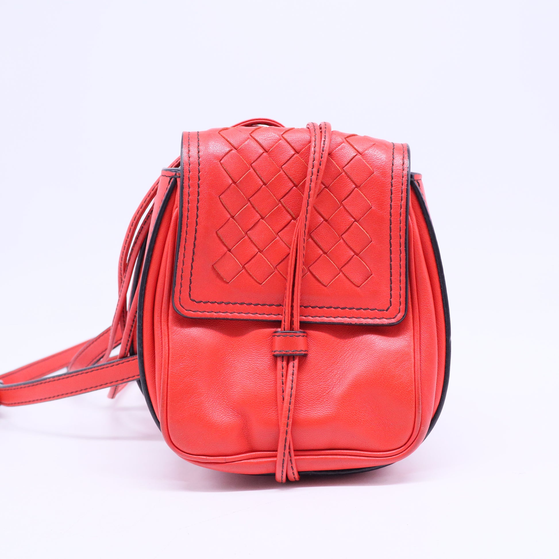 Red Nappa Intrecciato Double Sided Flap Crossbody B20395
