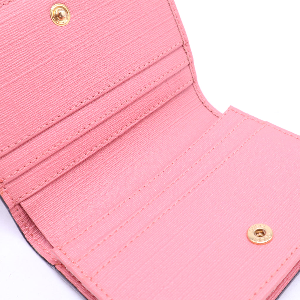 Gucci GG Supreme Monogram Face Embroidered Card Case Wallet Pink W21176