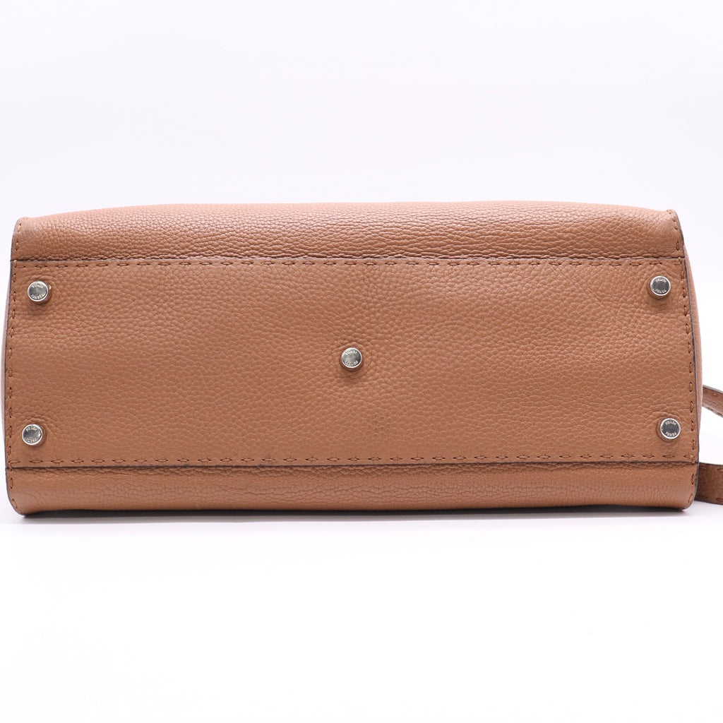 Brown Leather Large Peekaboo Top Handle Bag Twins LDJ2544