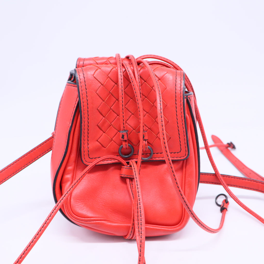Red Nappa Intrecciato Double Sided Flap Crossbody B20395