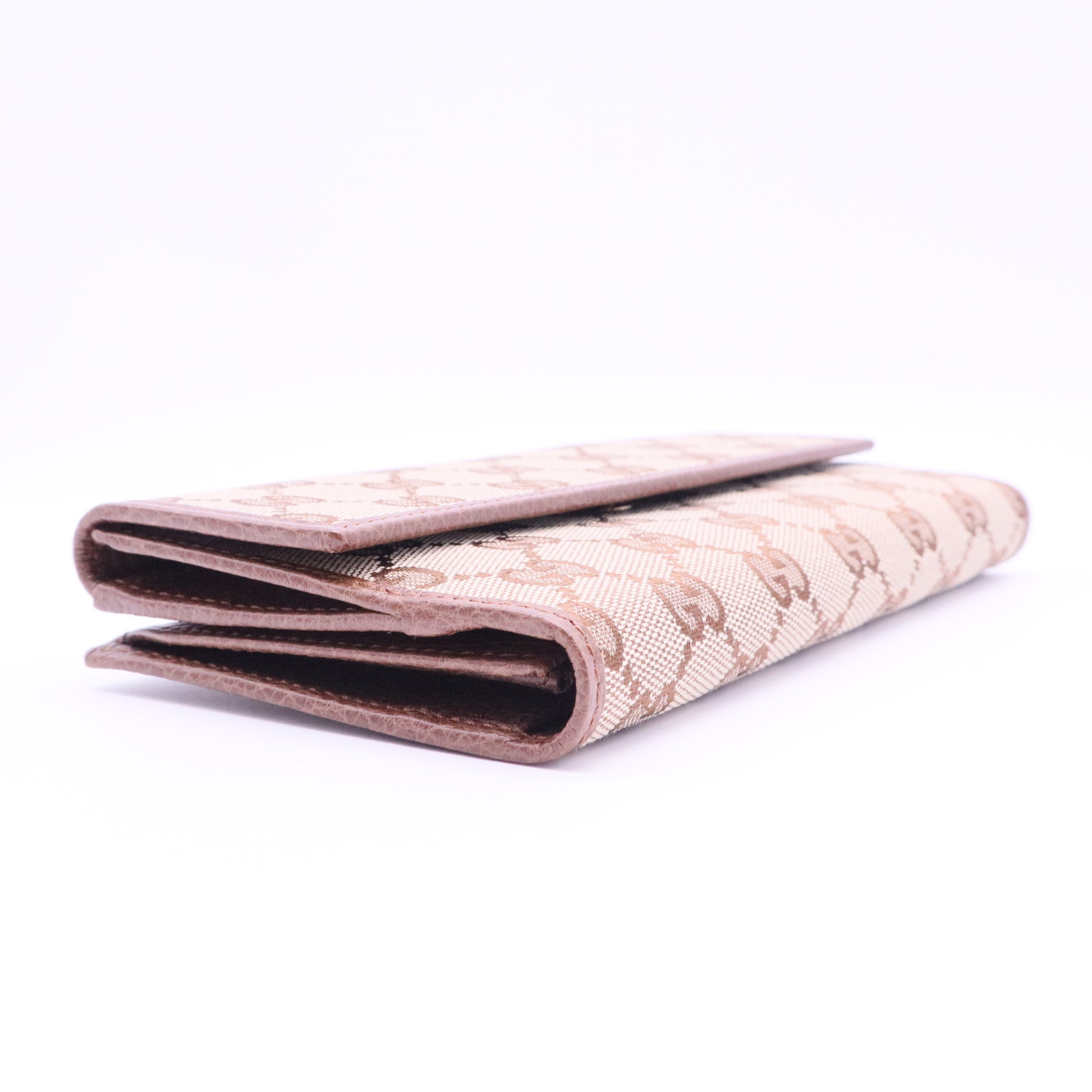 Beige/Pink GG Canvas Continental Flap Wallet