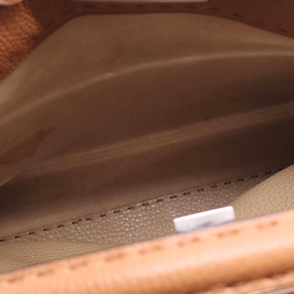 Brown Leather Large Peekaboo Top Handle Bag Twins LDJ2544