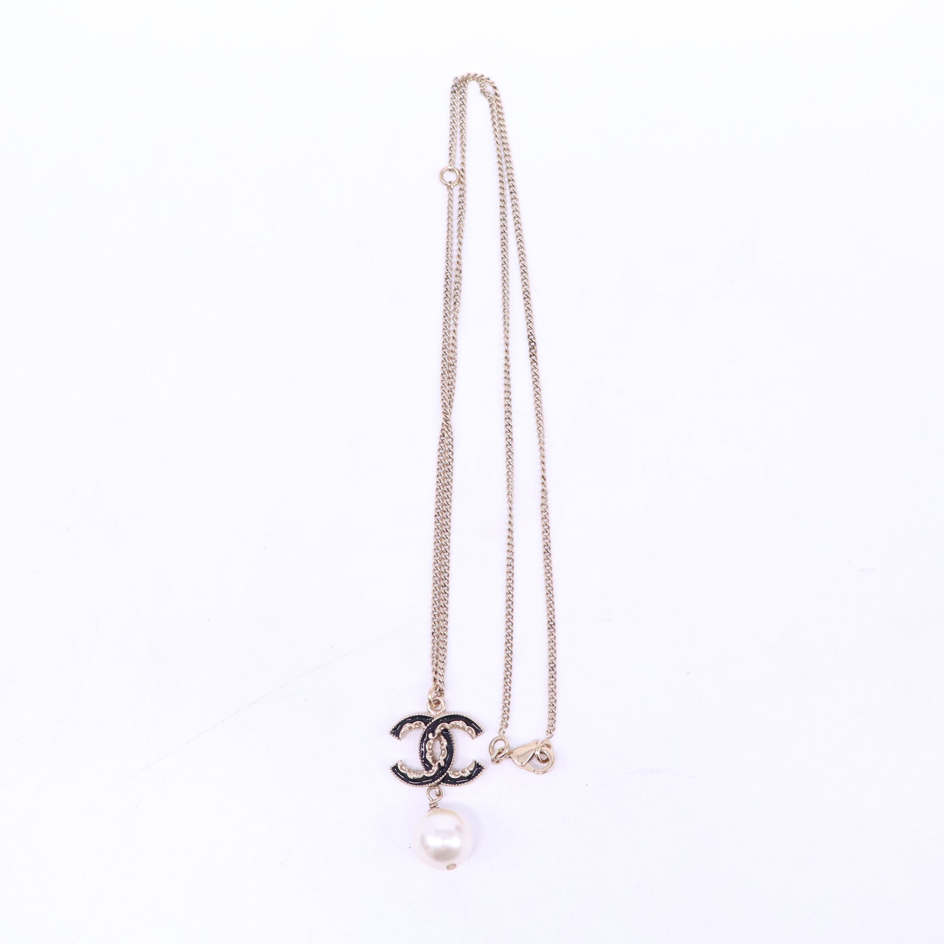 Chanel CC Logo Faux Pearl Pendant Necklace W21210