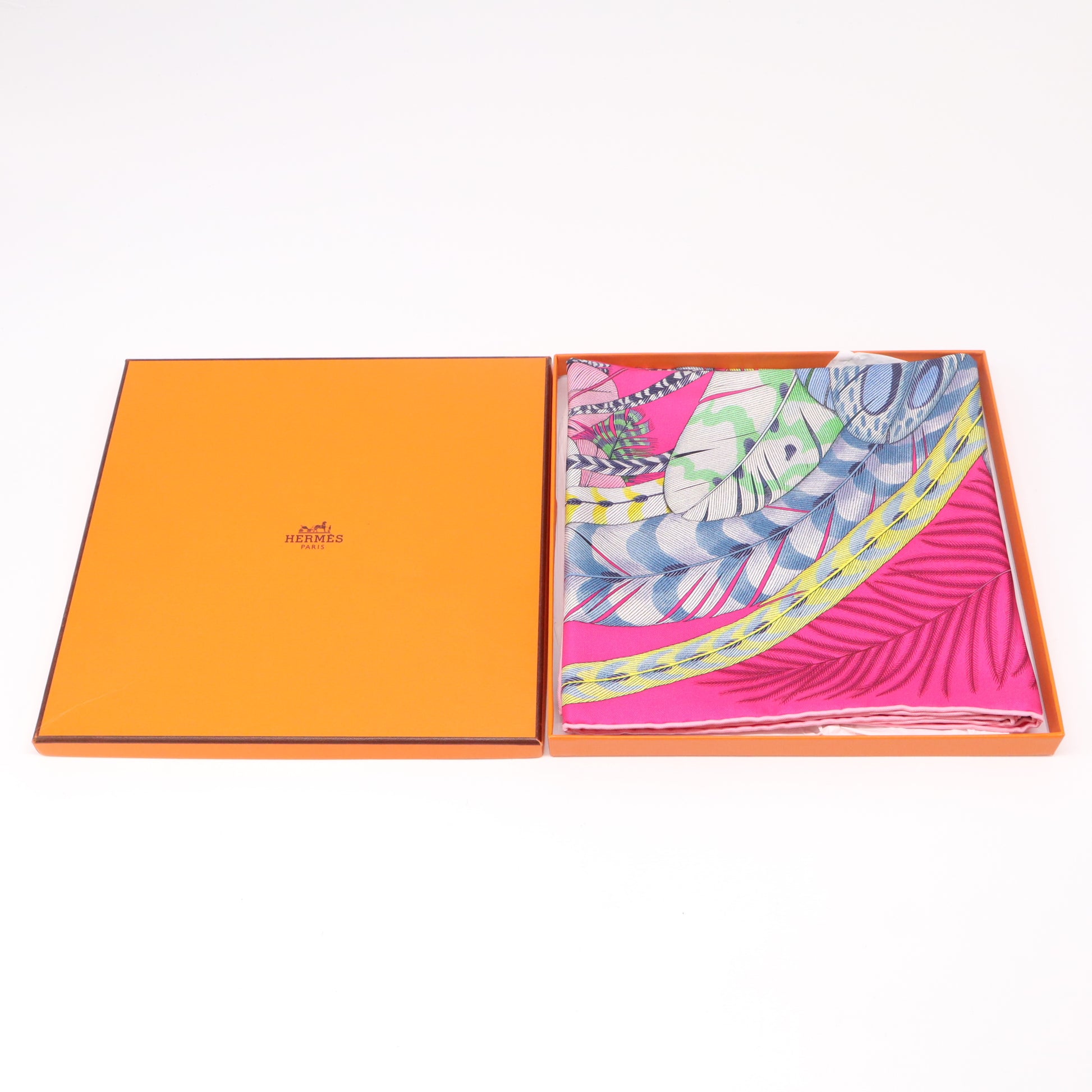Hermès "Plumes en Fête" Carré 90 Scarf W22328