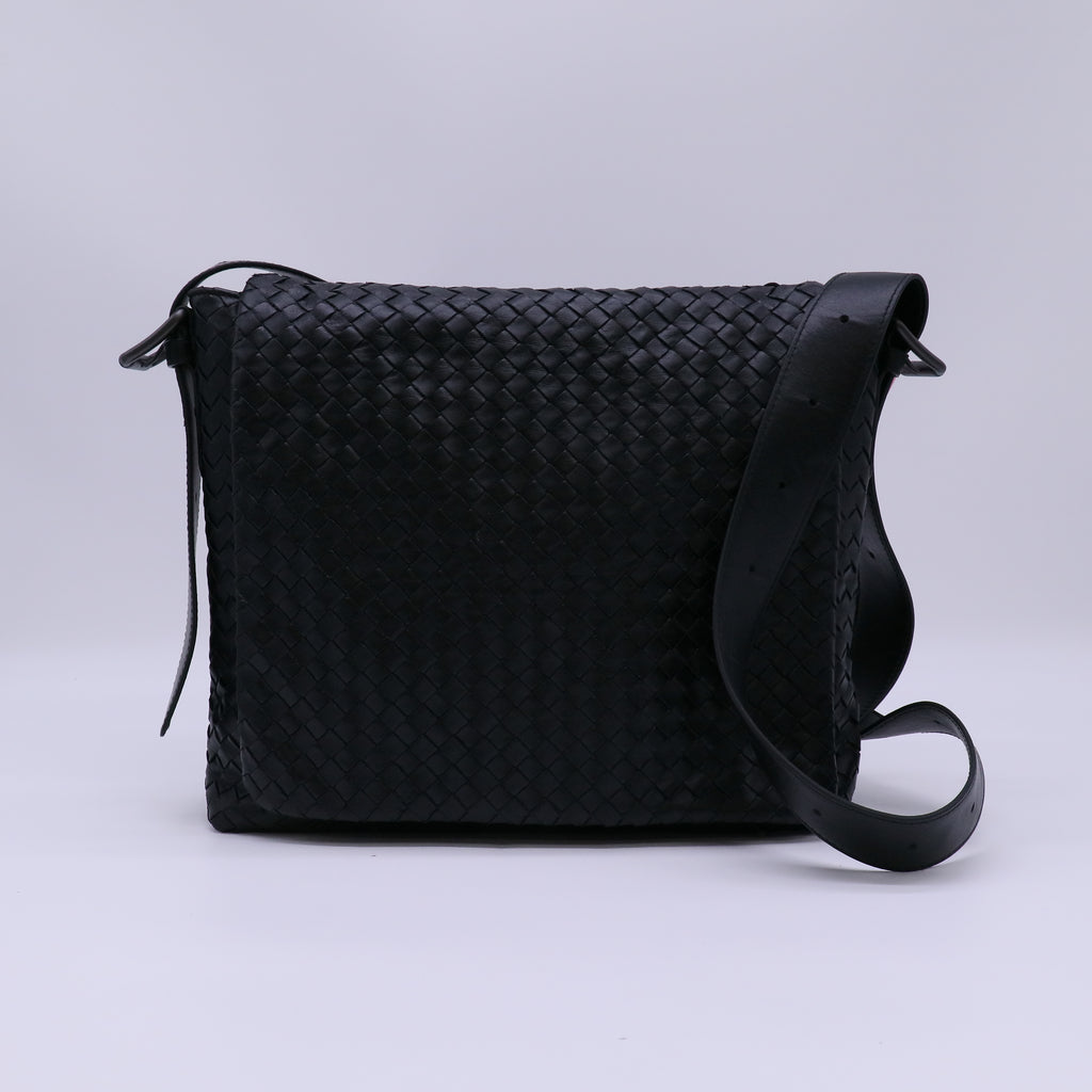 Bottega Veneta Intrecciato Nappa Leather Flap Messenger Bag Twins LDJ4736