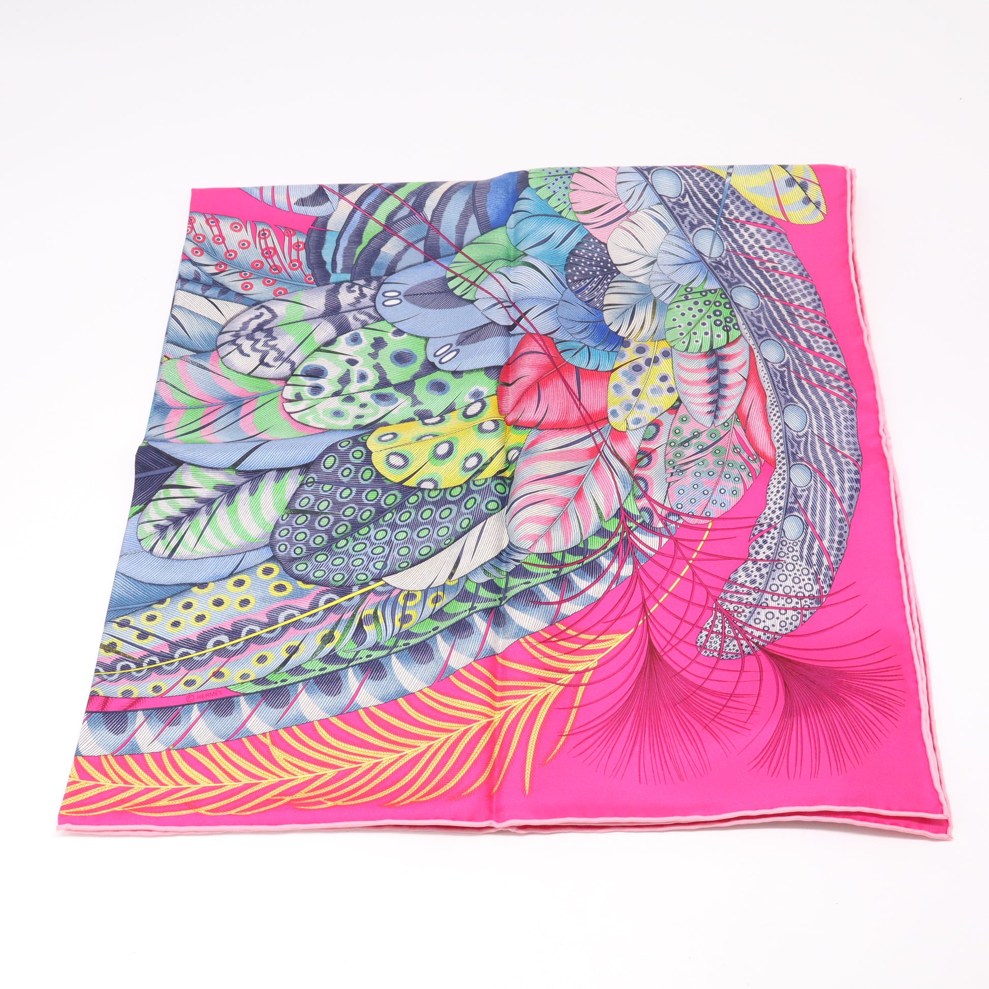 Hermès "Plumes en Fête" Carré 90 Scarf W22328