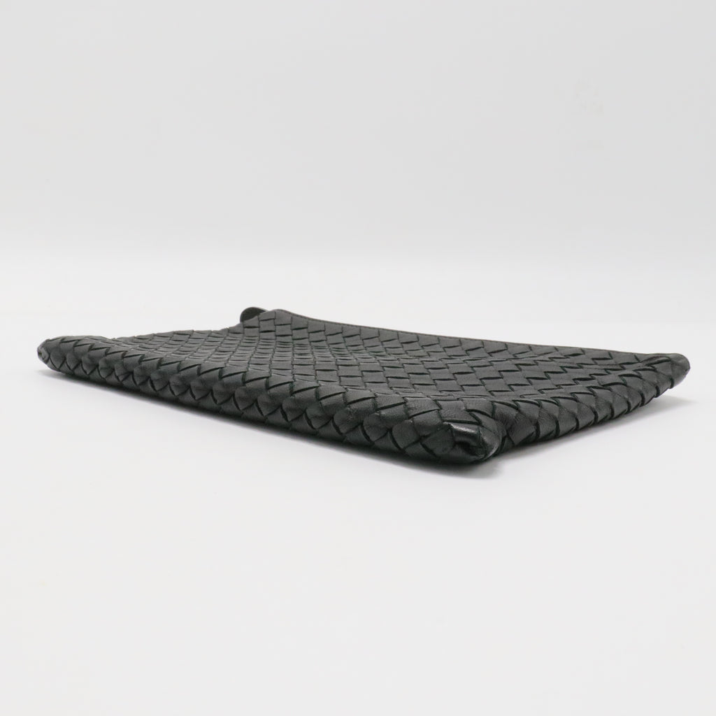 ZIPPED WEAVE WOVEN LEATHER POUCH
