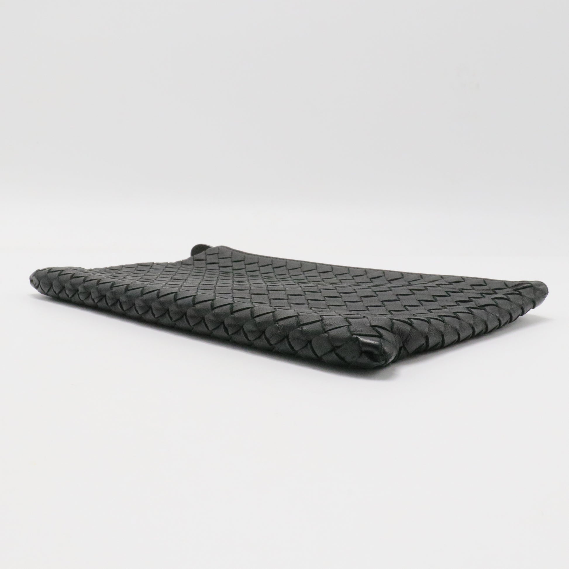ZIPPED WEAVE WOVEN LEATHER POUCH