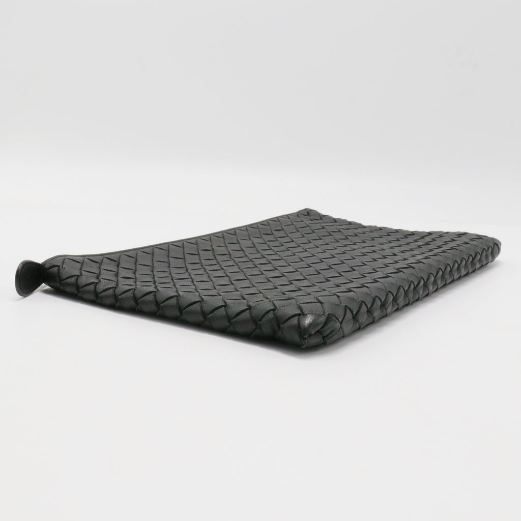 ZIPPED WEAVE WOVEN LEATHER POUCH