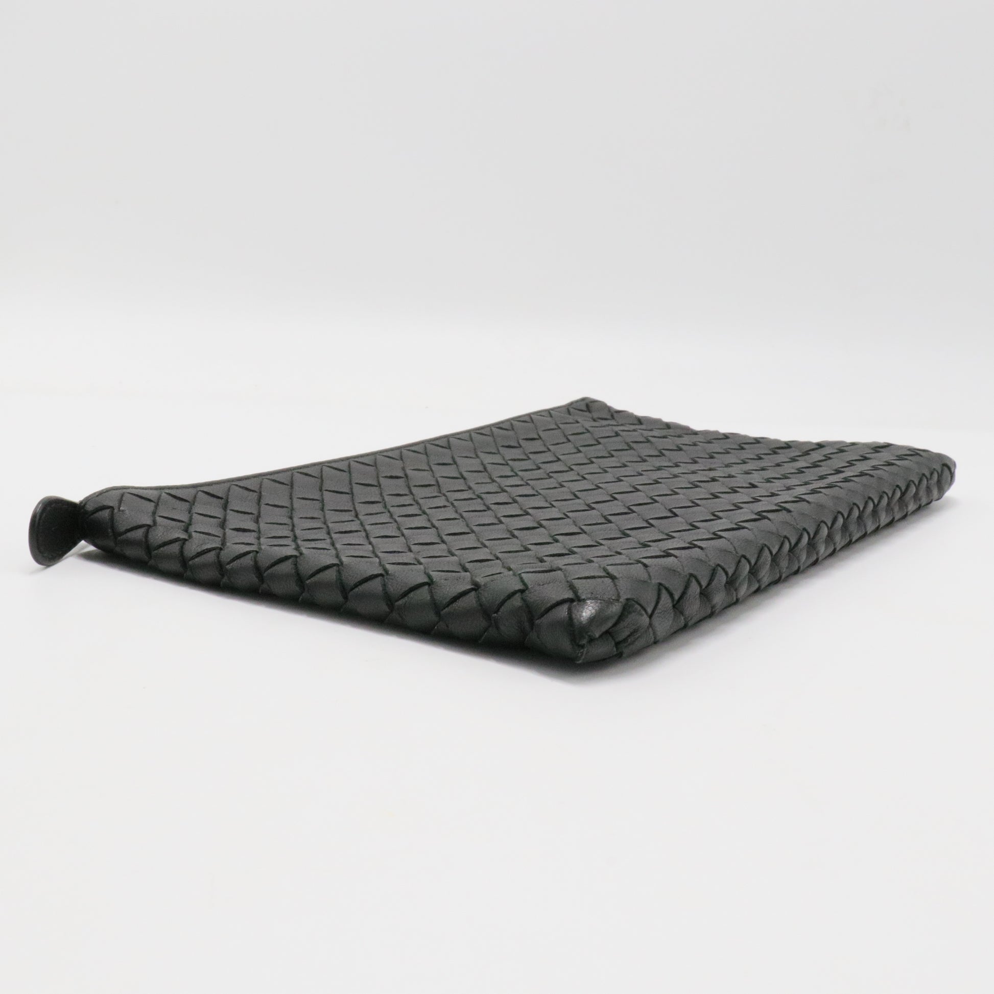 ZIPPED WEAVE WOVEN LEATHER POUCH