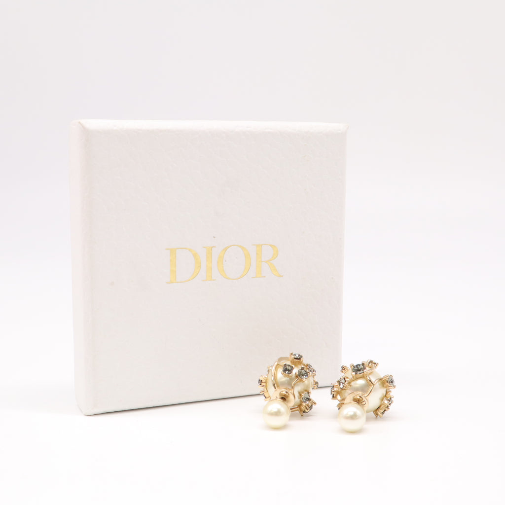 Dior Tribal Cage Crystal Pearls Gold-Finish Metal Earrings W22342