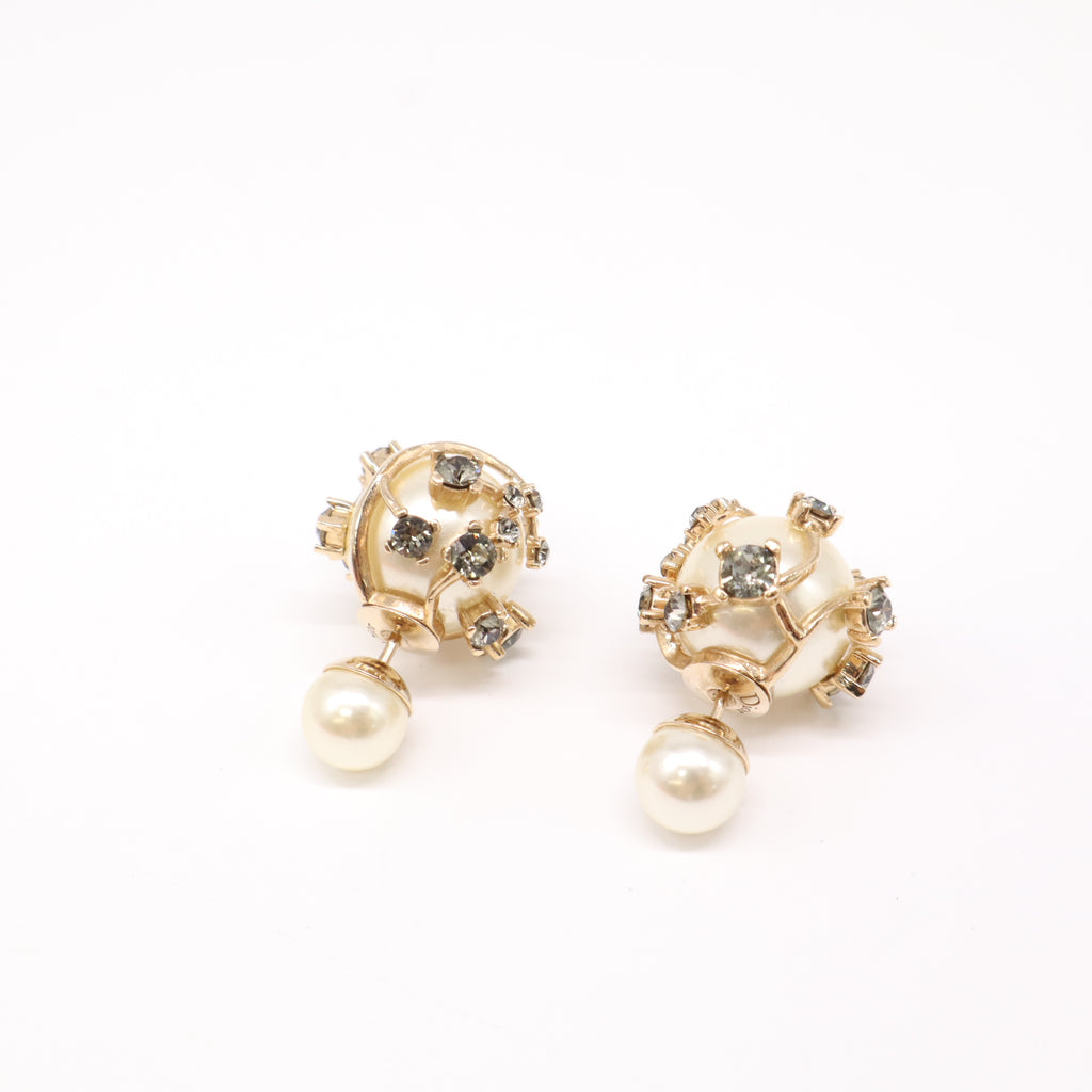 Dior Tribal Cage Crystal Pearls Gold-Finish Metal Earrings W22342