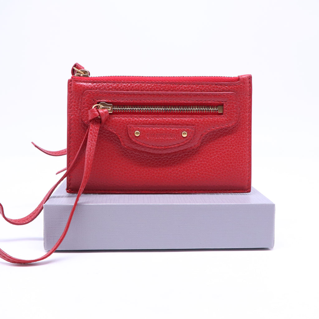 Balenciaga Agneau Classic Hardware Continental Zip Around Wallet Rouge Tango W21182