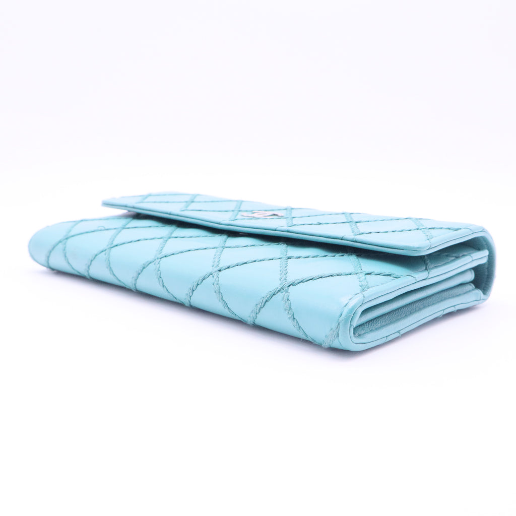 Coco Mark Matelasse Long Wallet Blue