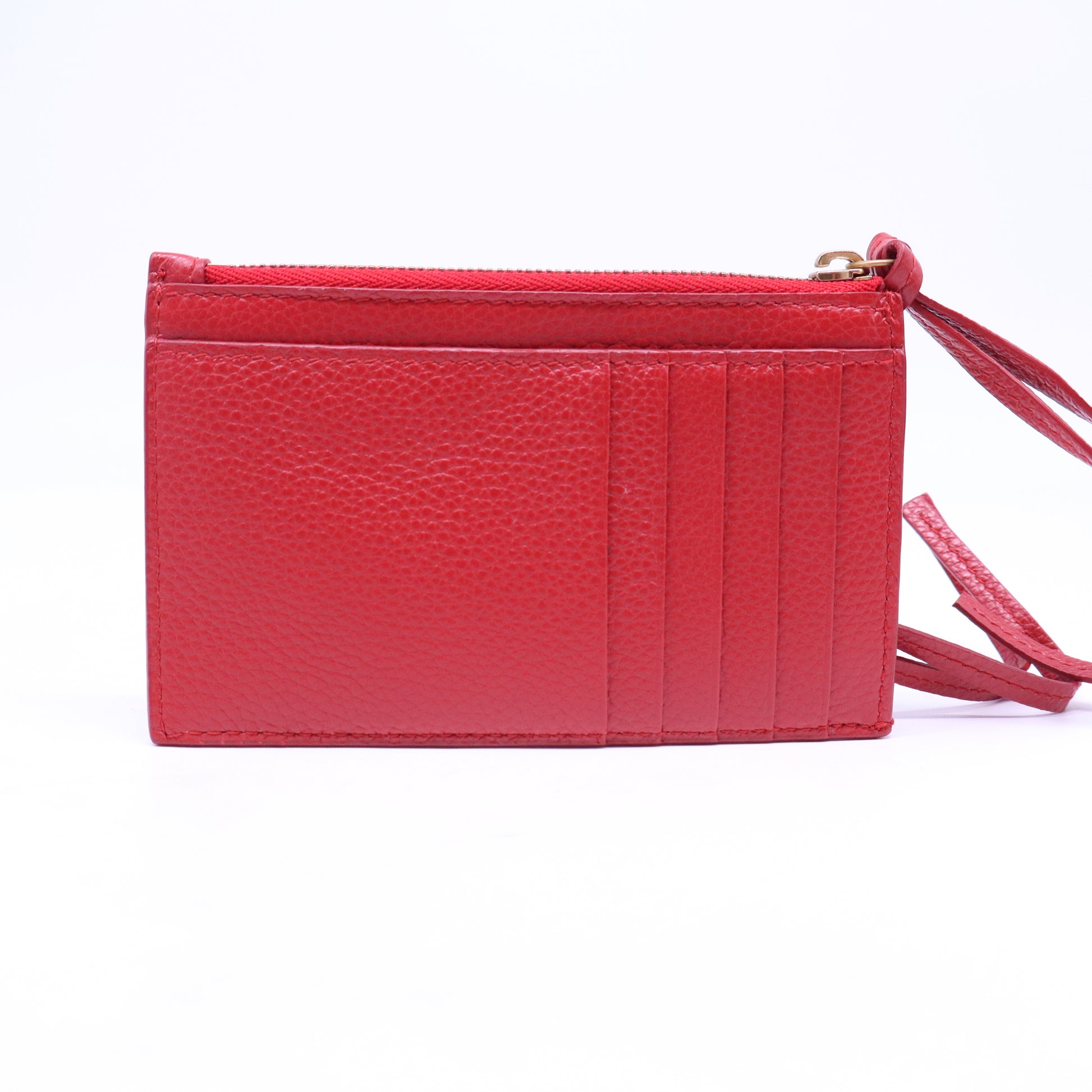 Balenciaga Agneau Classic Hardware Continental Zip Around Wallet Rouge Tango W21182