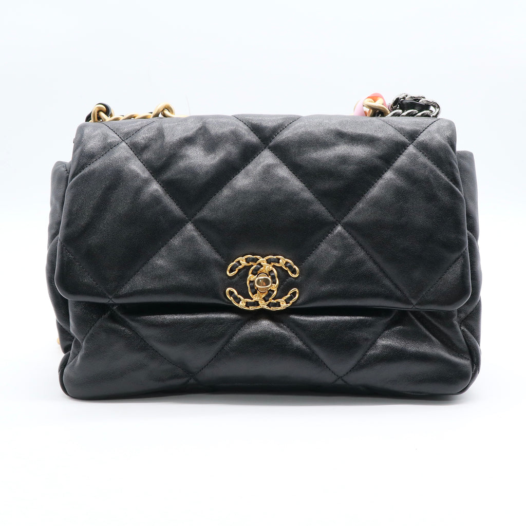 19 Flap Bag Quilted Leather Large Twins LDJ2506