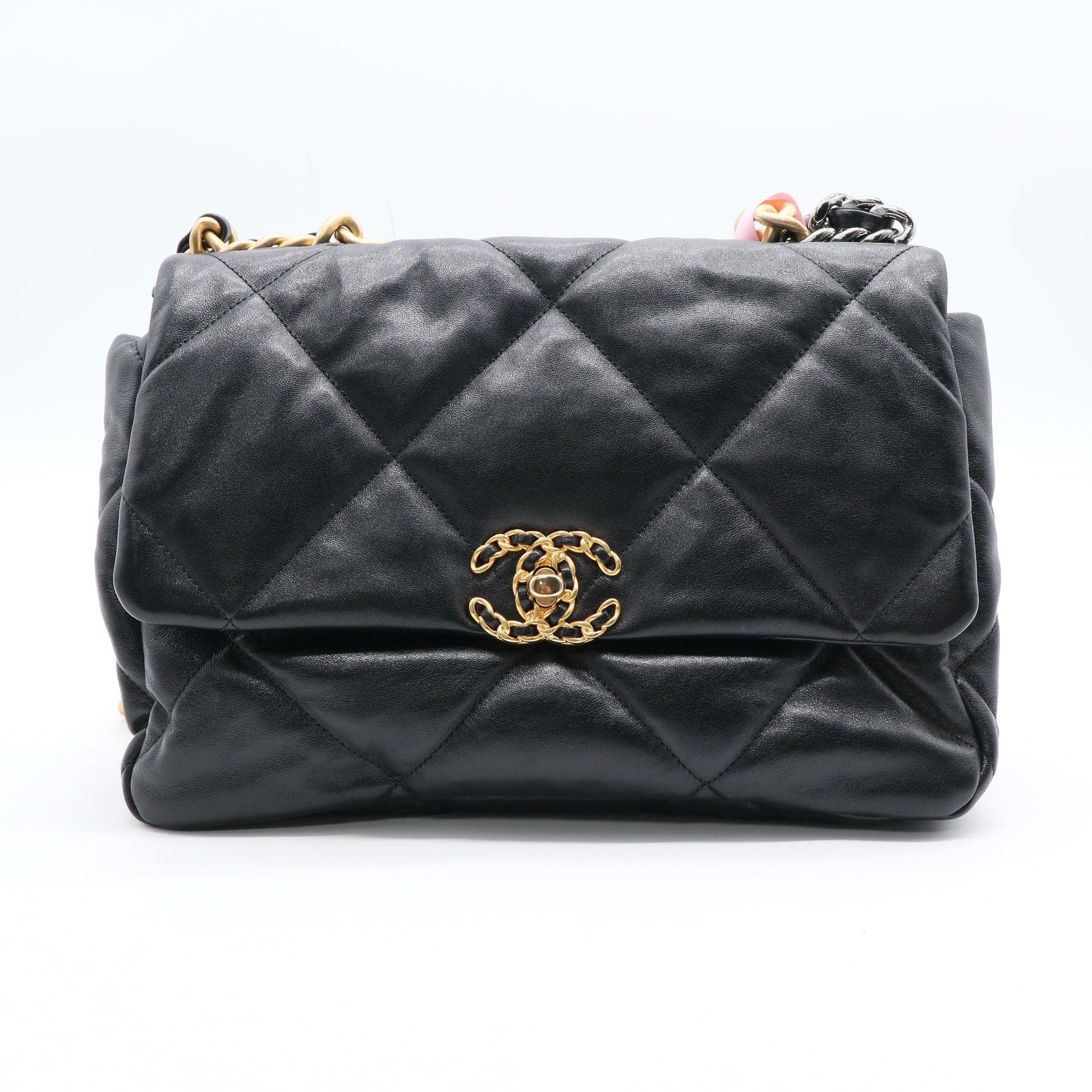 19 Flap Bag Quilted Leather Large Twins LDJ2506