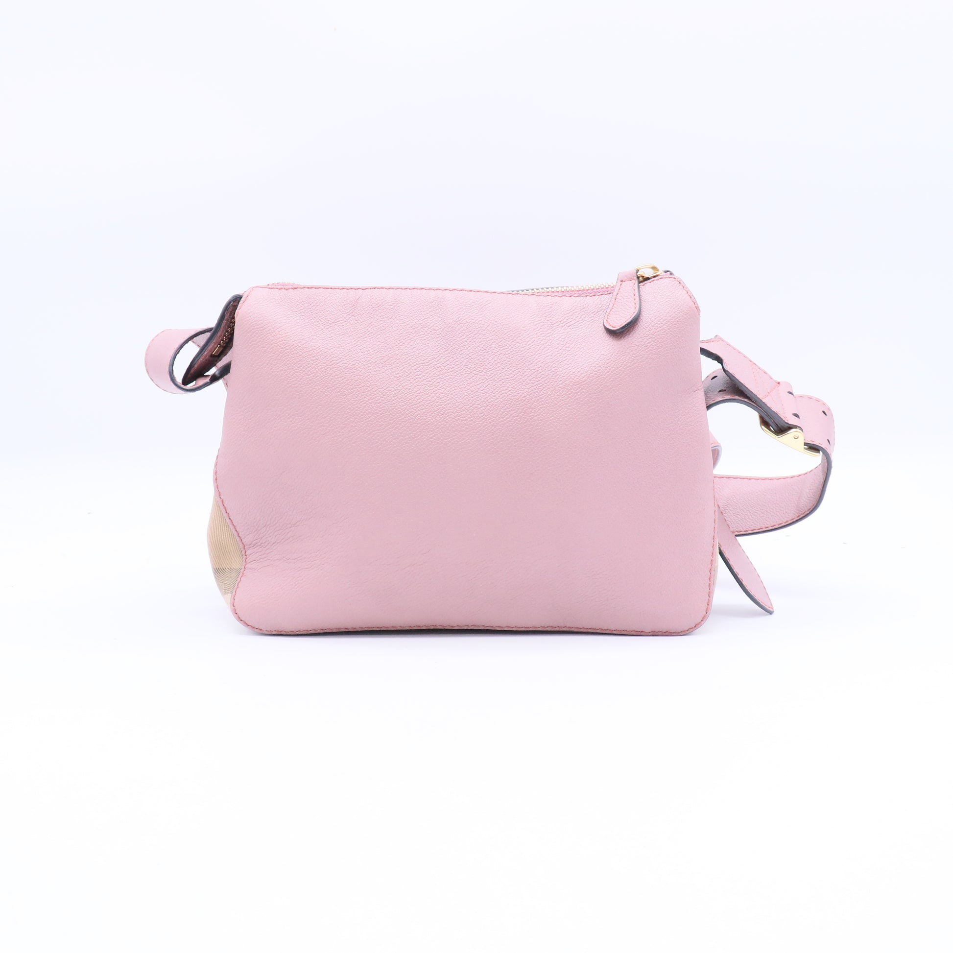 Soft Grain Calfskin House Check Small Helmsley Crossbody Dusty Pink Twins B21658