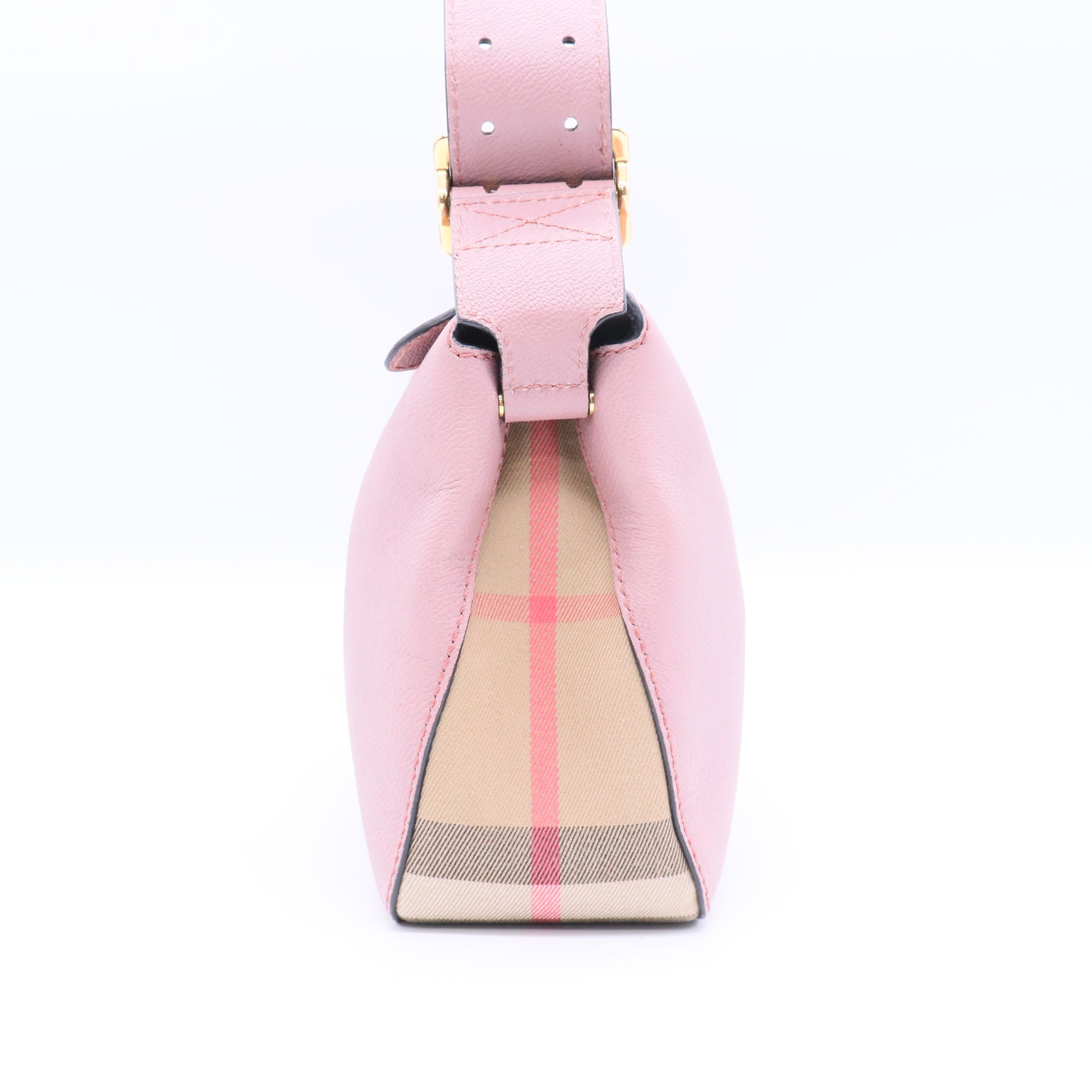 Soft Grain Calfskin House Check Small Helmsley Crossbody Dusty Pink Twins B21658