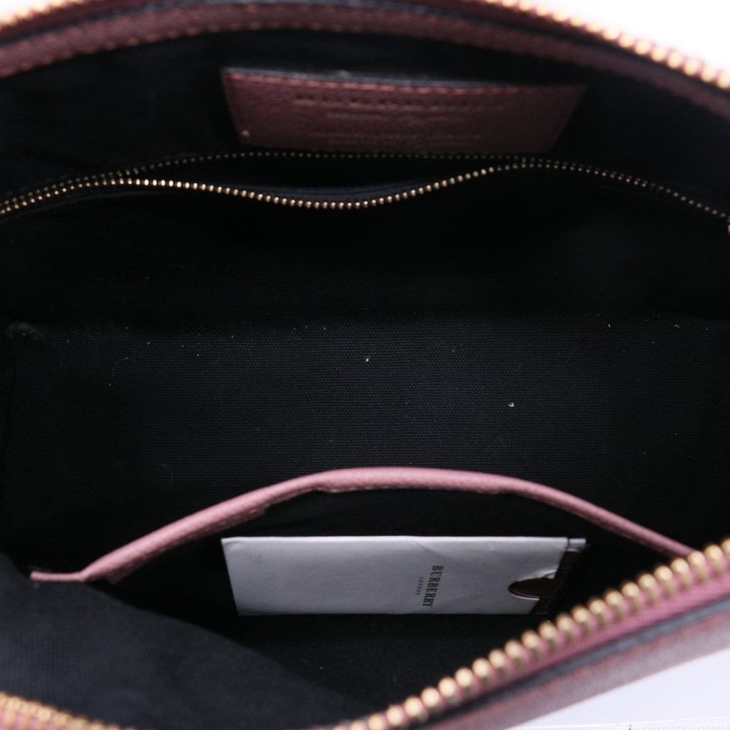 Soft Grain Calfskin House Check Small Helmsley Crossbody Dusty Pink Twins B21658