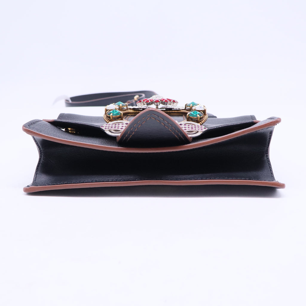 Madras Crystal Buckle Shoulder Bag Leather Small B20586
