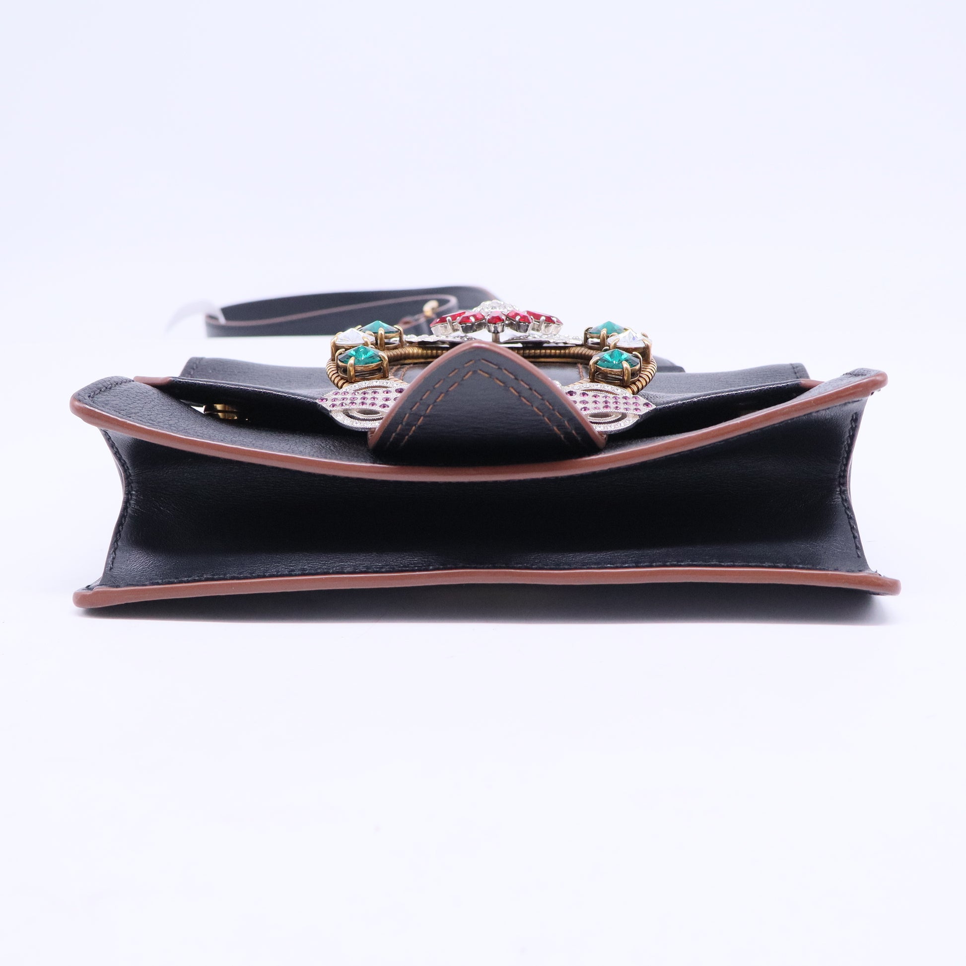 Madras Crystal Buckle Shoulder Bag Leather Small B20586