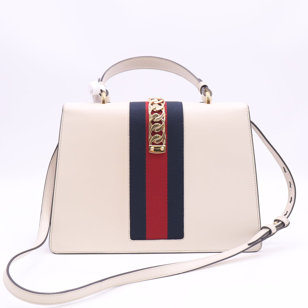 Sylvie Top Handle Bag Embroidered Leather Medium B24358