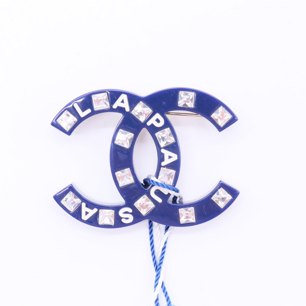 Chanel Blue diamond-engraved brooch twins LDJ2562