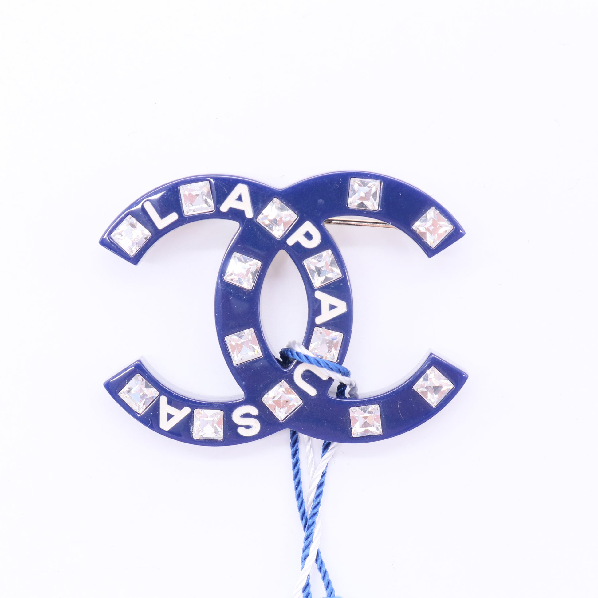 Chanel Blue diamond-engraved brooch twins LDJ2562