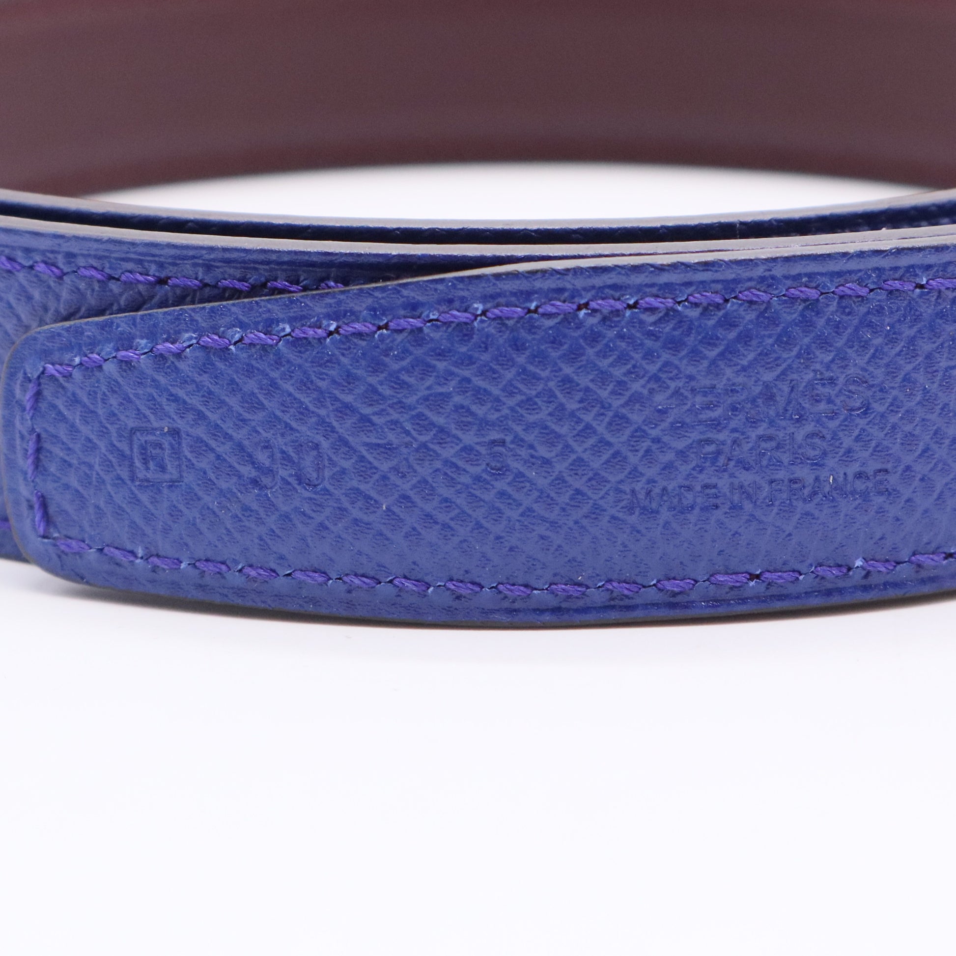 Blue Malachite/Menthe Epsom and Swift Leather Mini Constance Reversible Belt