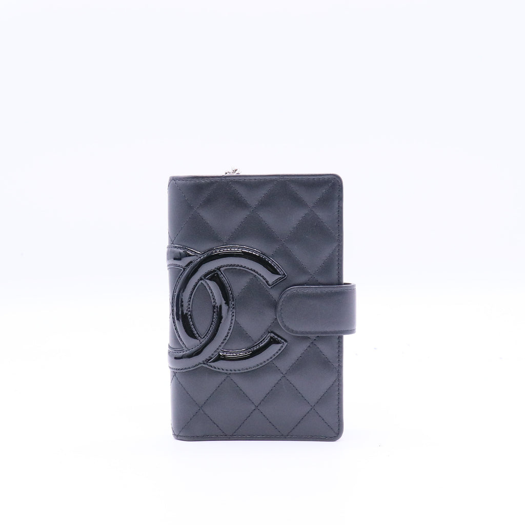 Chanel Black/Black Patent Quilted Ligne Cambon Agenda/Notebook twins W20981