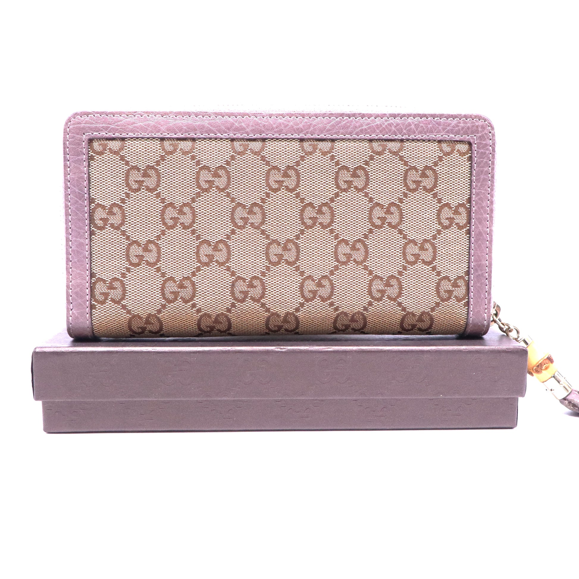Gucci Bamboo GG Canvas Zip Around Continental Wallet W21202