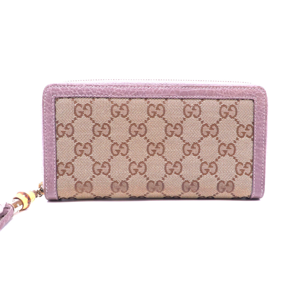 Gucci Bamboo GG Canvas Zip Around Continental Wallet W21202
